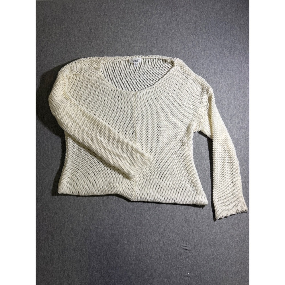 Ee:some Los Angeles Cream Open Knit Sweater Small Cotton Blend Mesh Pullover